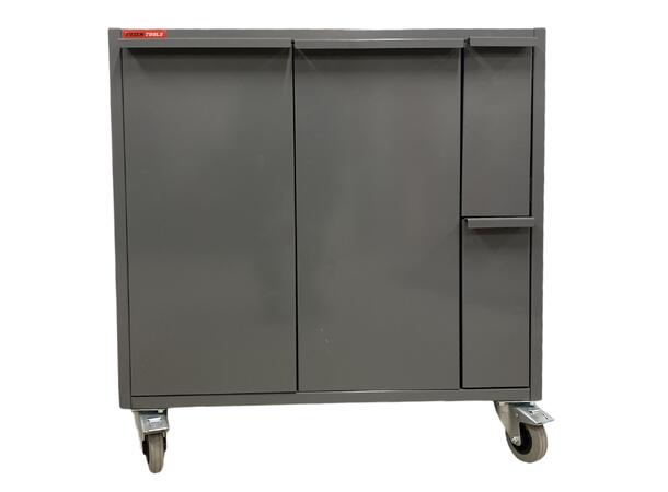 MILJØSTASJON VOGN B830 H850 D655 GRÅ NCS 6502-B M/ Hjul, Systemvegg - FTC 