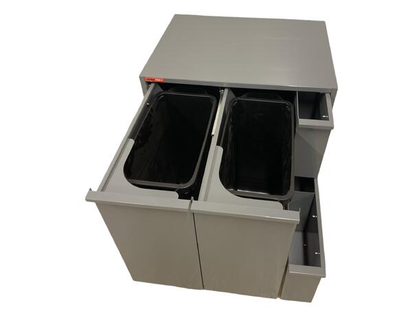 MILJØSTASJON VOGN B830 H850 D655 GRÅ NCS 6502-B M/ Hjul, Systemvegg - FTC 