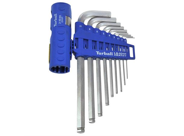 SEKSKANTNØKKELSETT TURBALL MM 9 Deler 1,5 - 10mm M/Holder KC Tools 
