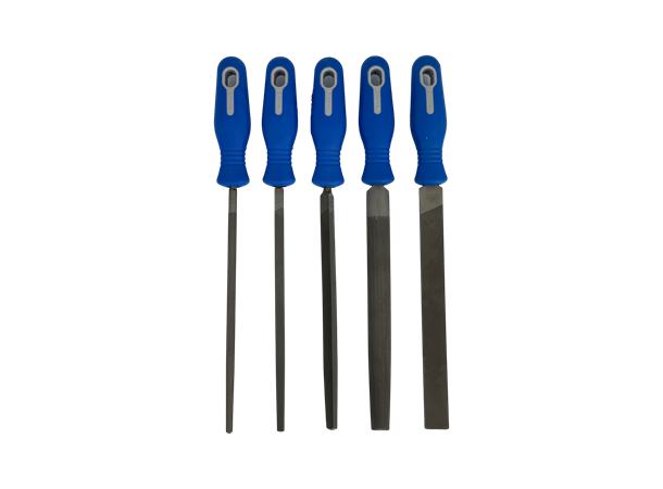 FILSETT 5STK FILER 8"/200MM ERGO HÅNDTAK Flat Rund Fir- Trekant Rasp Tome Feteira 