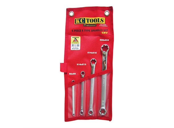 RINGNØKKELSETT UTV.TX 4STK E6-E24 Rett Type, Forkrommet Og Polert KC Tools 