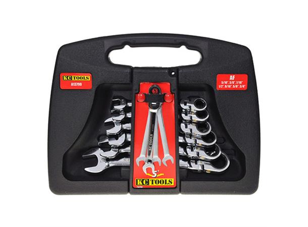KOMB.NØKKEL SETT AF M/SKRALLE LEDD 7Stk 5/16-3/4" KC Tools 