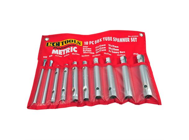 RØRNØKKELSETT 10STK 6-22MM 2Stk Vrihåndtak KC Tools 