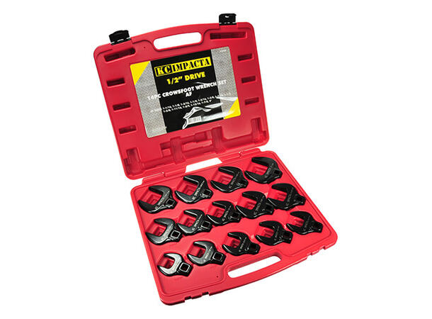 KRÅKEFOTSETT KRAFT 1/2" DR. TOMMER 1-1/16" - 2" 14stk i Koffert -  KC Tools 