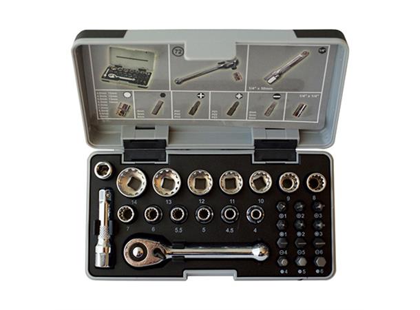 SPLINEPIPESETT 1/4" 28-DELER 28-Deler, M4-14, 13 Bits KC Tools 