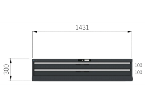 KABINETT 2 SKUFFER  LISTA 2B-27E Ncs S 6502-B m/Std. nøkkel lås,  Lista 