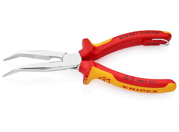 SPISSTANG 26 26 200 SB MED SKJÆR 40° Bøyd 1000V 200Mm  Knipex 