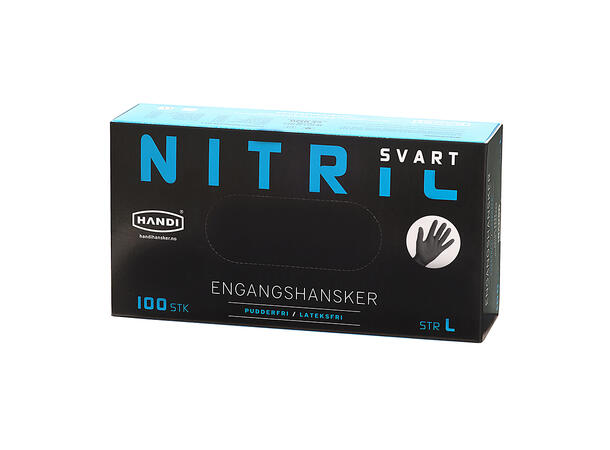 NITRIL ENGANGSHANSKER SORT 11/XL 100 stk pudderfri glatt - Handi 