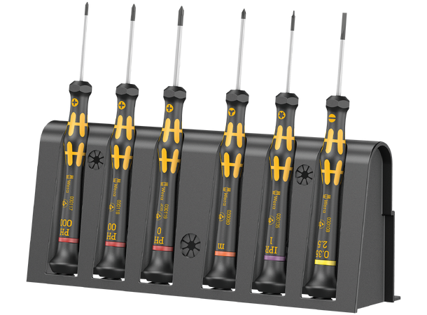 SKRUTREKKERSETT MIKRO ESD 1550/6 RACK 6-Del Wera 