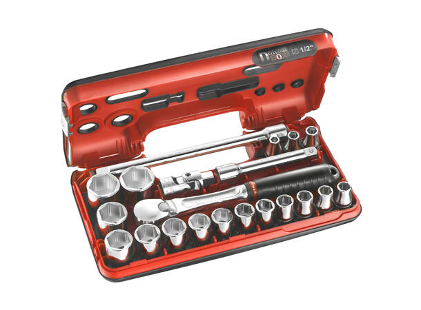 PIPESETT 1/2" DR. 8-32MM SEKSKANT 21 DELER SL.DBOX1 - Facom 