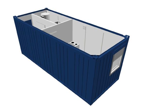 BOLIGMODUL 20 FOT RAL5010 BLÅ 1 VINDU Isolert / Dør, Bad, gang, rom 