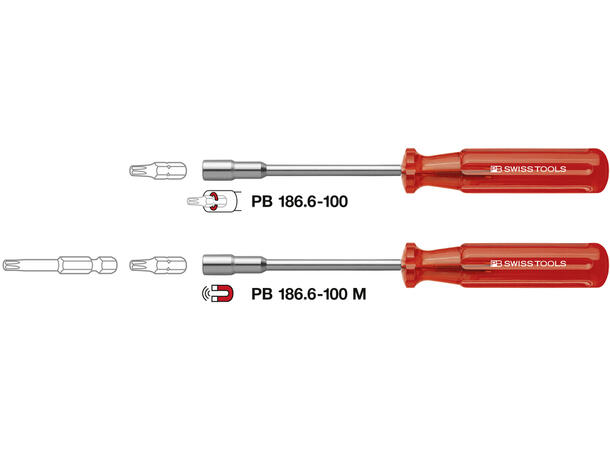 BITSSKRUTREKKER 1/4" 186M SWISS Magnetisk Med Classic H.Tak PB Swiss 