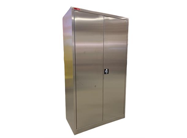 VERKSTEDSKAP RUSTFRITT B1000 D500 H1800 2 dører, 4 hyller, AISI 304, låsbart 