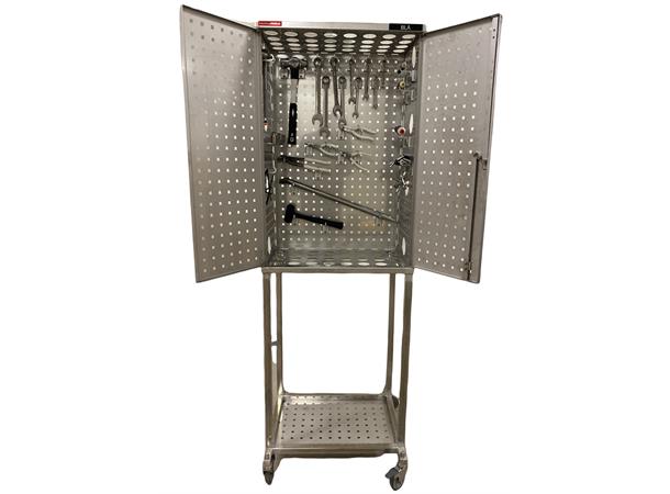 VERKTØYVOGN SYREFAST M/HJUL OG LÅS B600 x D400 x H1800mm AISI 316L, Sanitær 