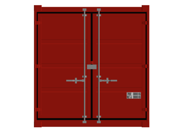 BYGGSAG CONTAINER 20 FOT RØD 2 x lys, strøminntak 400V RAL 3020 