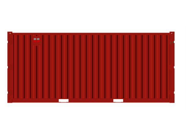 BYGGSAG CONTAINER 20 FOT RØD 2 x lys, strøminntak 400V RAL 3020 