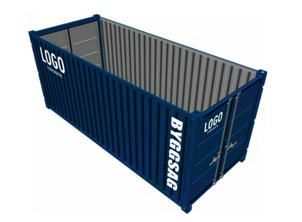 BYGGSAG CONTAINER 20 FOT RØD 2 x lys, strøminntak 400V RAL 3020 