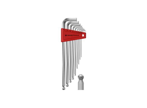 SEKSKANTNØKKEL SETT KULE 9STK SWISS 1,5-10Mm L-Nøkler og Holder PB Swiss 