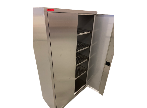 VERKSTEDSKAP RUSTFRITT B1000 D500 H1800 m/perforerte hyller for enkelt renhold 