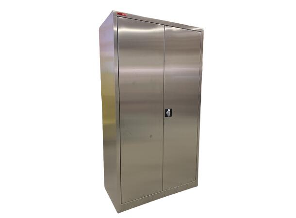 VERKSTEDSKAP RUSTFRITT B1000 D500 H1800 m/perforerte hyller for enkelt renhold 