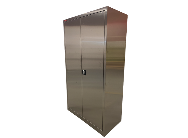 VERKSTEDSKAP RUSTFRITT B1000 D500 H1800 m/perforerte hyller for enkelt renhold 