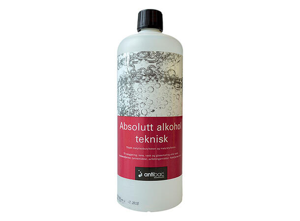 ABSOLUTT ALKOHOL TEKNISK 1L ANTIBAC M/Mibk Og Mek 99,9% 