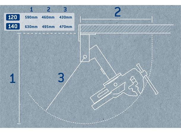 BENKFESTE SAMMENLEGGBART 140MM M/LØFT For Skrustikke 140mm. Brockhaus-Heuer 