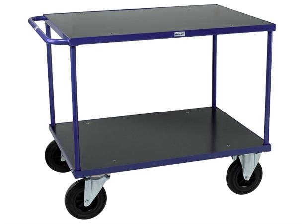 BORDVOGN 2 PLAN M/HJULSATS 1200X800MM 500kg, H870mm, Hjul Ø200 x 50mm, Blå 