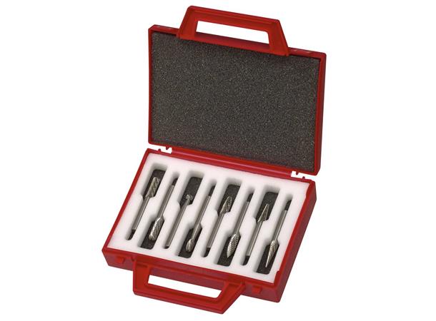 ROTERENDE FIL SETT NR 5 - 8STK FRESER Hardmetall, 6mm Tange. I koffert 
