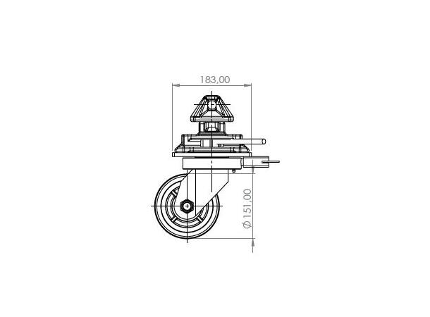HJULSETT FOR CONTAINER H240MM Totalt 5400kg, 2 faste - 2 m/brems, FT 