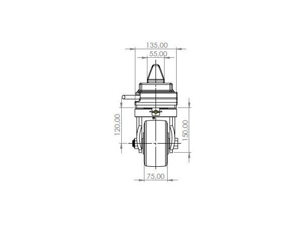 HJULSETT FOR CONTAINER H240MM Totalt 5400kg, 2 faste - 2 m/brems, FT 
