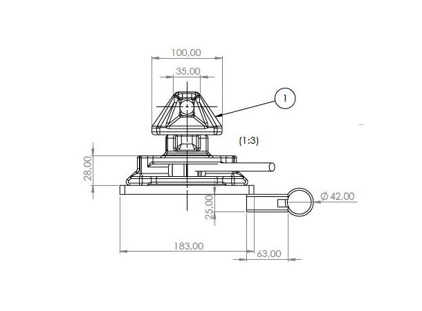 HJULSETT FOR CONTAINER H240MM Totalt 5400kg, 2 faste - 2 m/brems, FT 