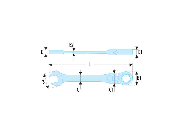 KOMB. NØKKEL 10MM M/SKRALLE OG LEDD 467BF - Facom 