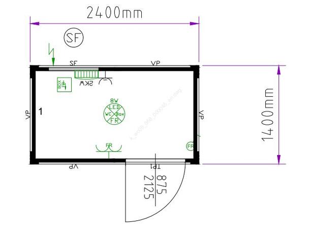 HMS CONTAINER MODUL GUL 8 FOT 1400x2400x2540mm 