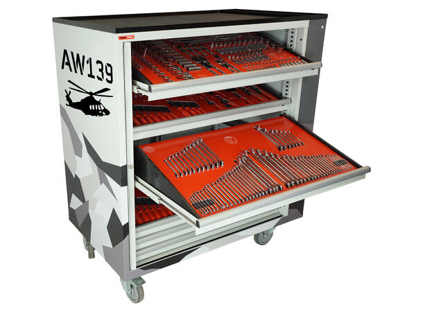 ROLLER CABINET AVIATION AW139 Inclined drawers, side cabinet, FTC 