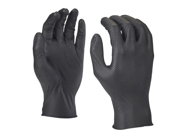 NITRIL ENGANGSHANSKER SORT STR: 7/S 50 stk strukturert - Milwaukee 