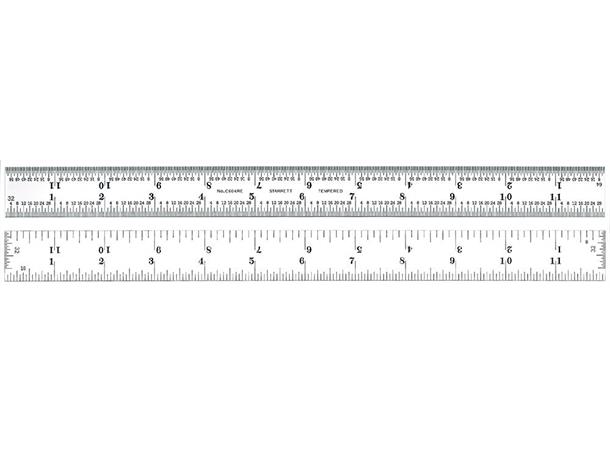 LINJAL STÅL TOMMEMÅLING 12" LENGDE C604RE-12 - Starrett 