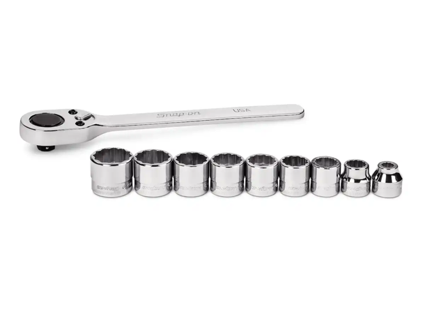 PIPESETT 3/8" DR 8-18MM 12KANT M/SKRALLE 210RAFMA - 10 Deler - Snapon 
