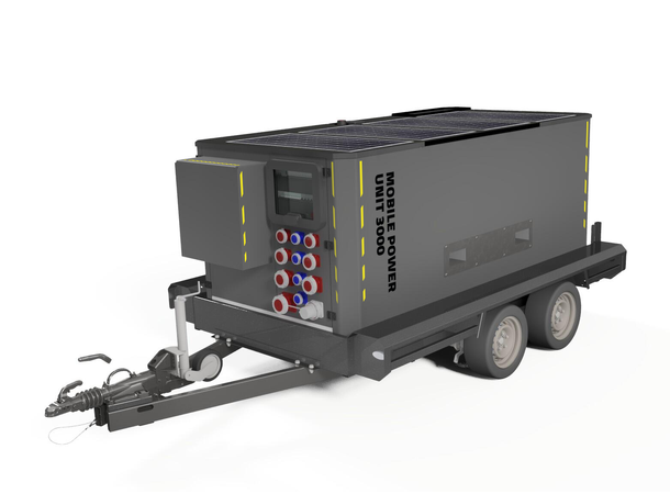 MOBILE POWER UNIT 3000 TRAILER Hybrid Generator, UPS, Green Energy 